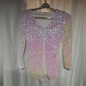 Spirit White and Pink Sequin Romper Costume Or Dress-up.